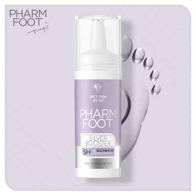 Creme para os pés Victoria Vynn Pharm Foot Silver Booster SH3 embalagem branca e lilás
