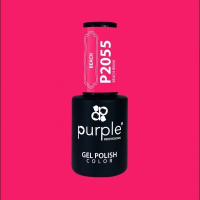 Frasco de verniz gel para unhas Purple Professional com tampa rosa e corpo preto