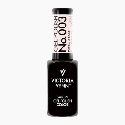 Frasco de verniz em gel preto Victoria Vynn com rótulo branco