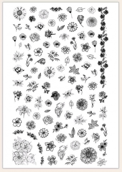 Autocolantes Black Flowers