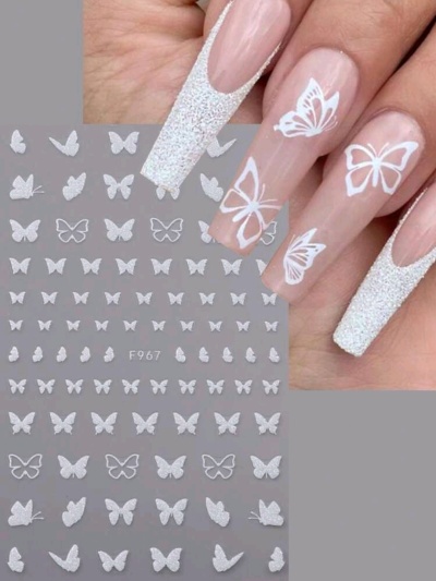 Autocolantes Borboletas Branco Holográfico - F967