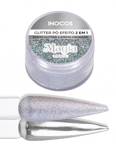 Pó Glitter Inocos - Magia Prata