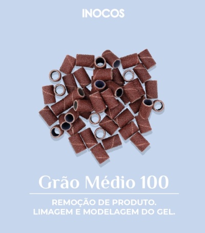 Recargas de lixas em tubo para Nail Drill INOCOS - grão médio 100