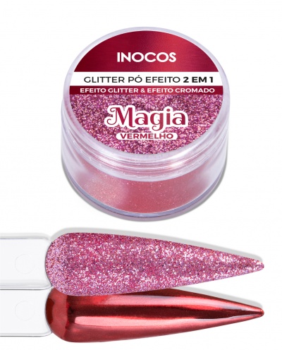 Pó Glitter Inocos - Magia Vermelho