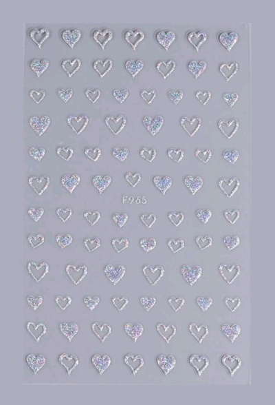 Autocolantes Corações Prata Holográfico - F965