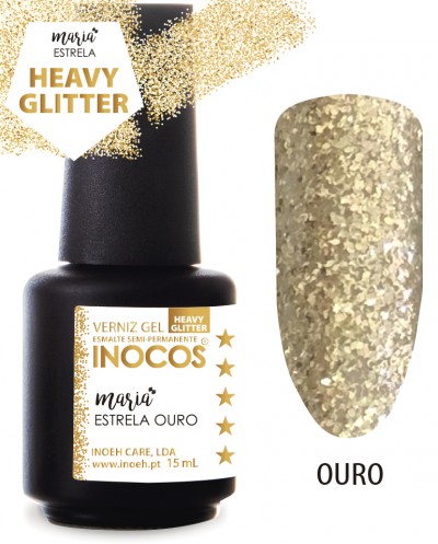 Verniz Gel Inocos - Heavy Glitter, Maria Estrela Ouro (58)