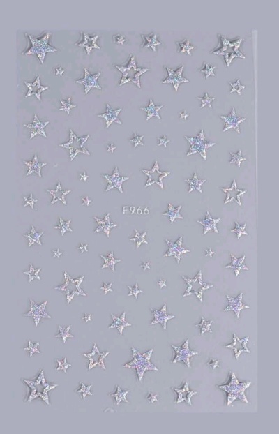 Autocolantes Estrelas Prata Holográfico - F966