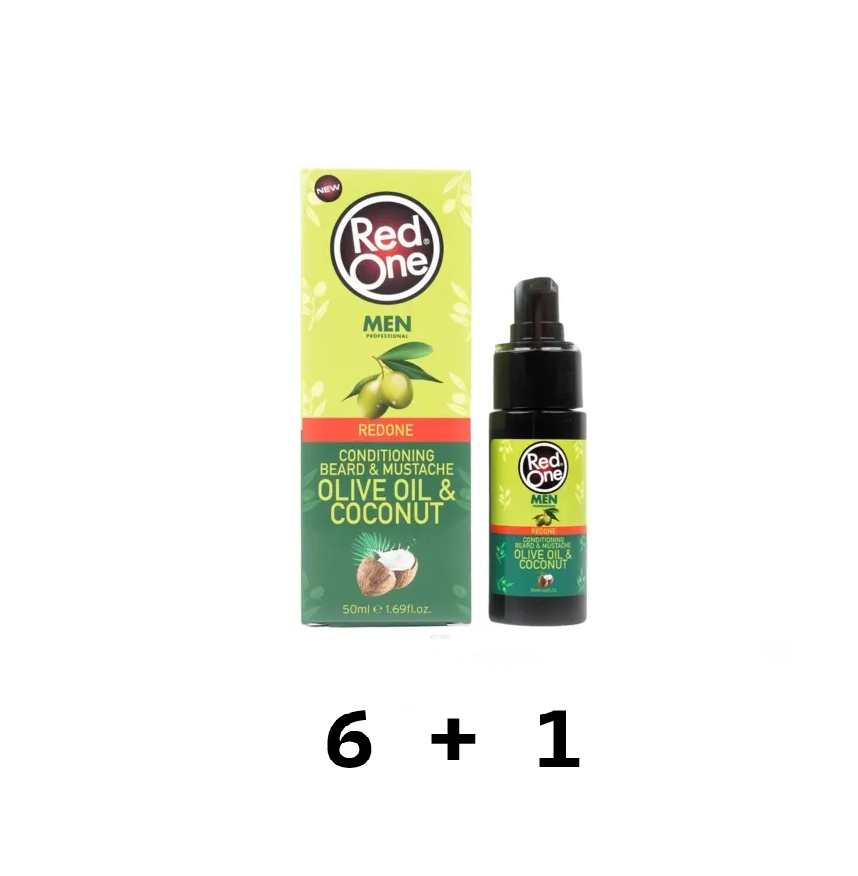 Óleo barba & bigode Azeite e Côco Red One 50ml (6+1)