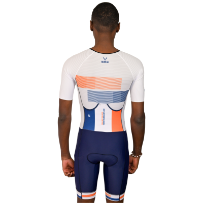 Fato Triatlo Completo Riscas Branco Azul-Vermelho