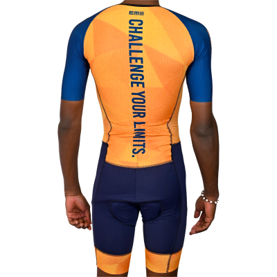 Fato Triatlo Completo com Abertura Azul Laranja