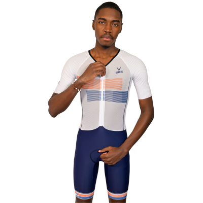 Fato Triatlo Completo Riscas Branco Azul-Vermelho