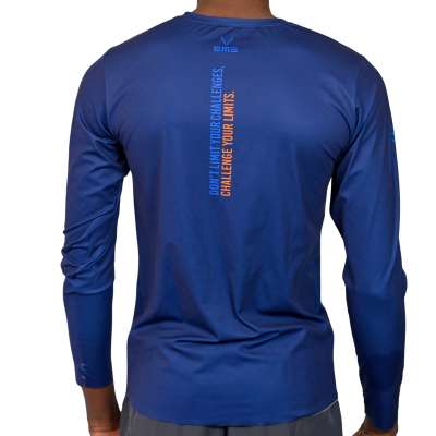 Jersey Corrida Manga Comprida Riscas Azul Laranja