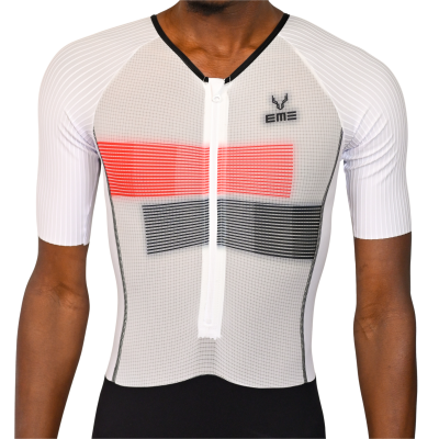 Fato Triatlo Completo Riscas Branco Preto-Vermelho