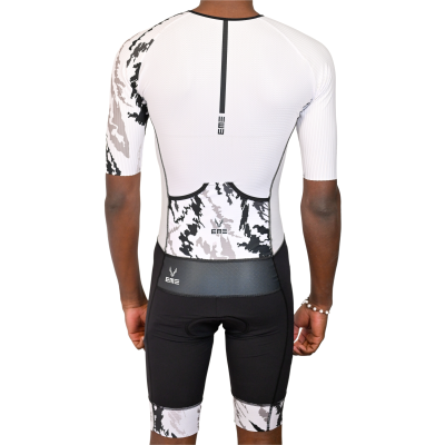 Fato Triatlo Completo com Abertura Manchas Branco