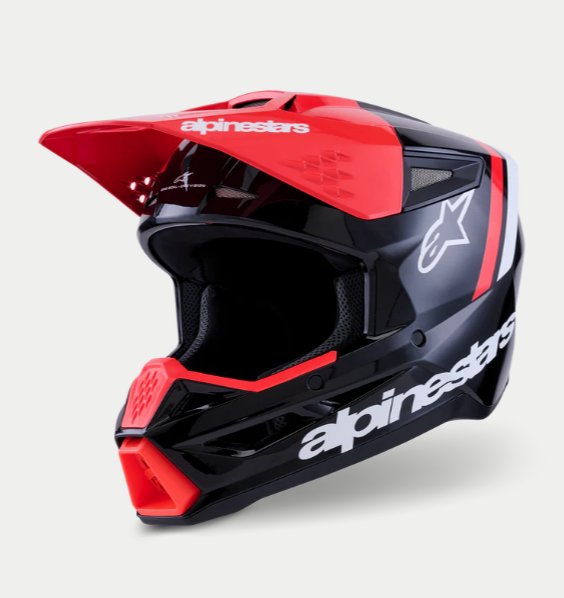 Alpinestars SM3 Radium Vermelho Capacete de motocross Alpinestars preto e vermelho com texto e logotipo da marca