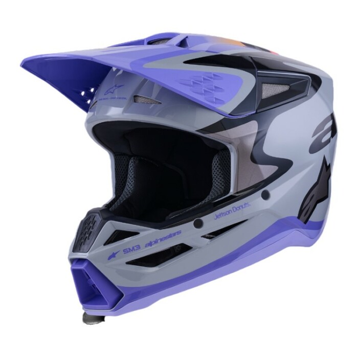 Alpinestars SM3 Jettson capacete integral azul, cinza e preto para motocross ou BTT