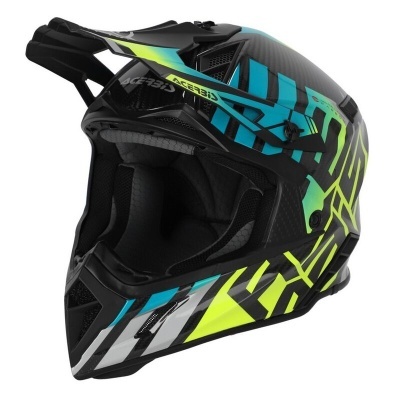 Capacete Acerbis Steel Carbon Turquesa Amarelo