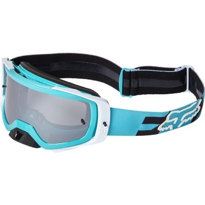 Óculos de proteção desportivos com armação azul, branca e lente cinza