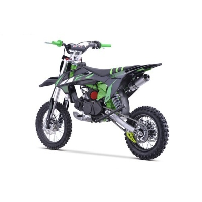 Motocross infantil preto e verde com pneus de borracha e guiador verde