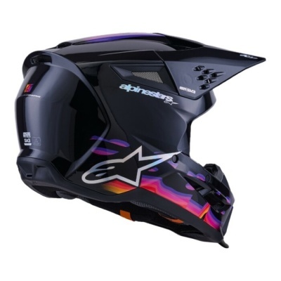 Capacete integral Alpinestars preto com detalhes coloridos