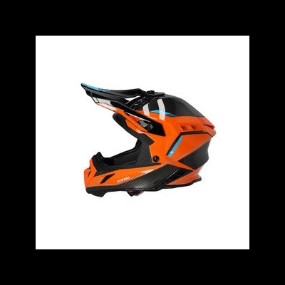 Capacete motocross laranja preto com visor ajustável