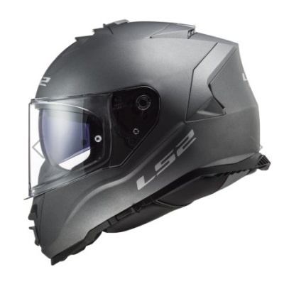 Capacete integral LS2 cinza escuro fosco com viseira transparente