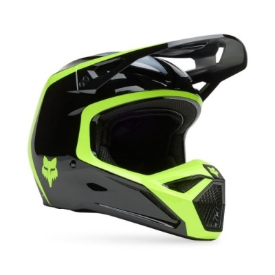 Capacete Fox V1 Flow preto amarelo