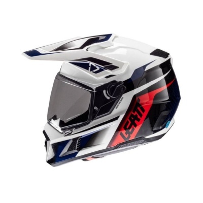 Capacete Leatt Adventure 8.5 Azul Branco com oculos