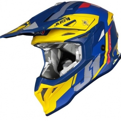 Capacete JUST1 J39 Reactor amarelo/azul mate