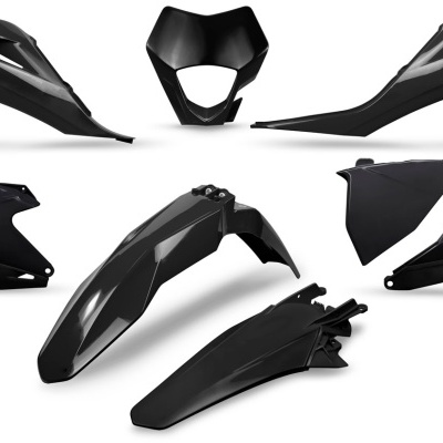 Conjunto de carenagens pretas para motocicleta