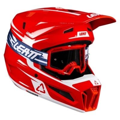 Capacete Leatt 3.5 com oculos vermelho