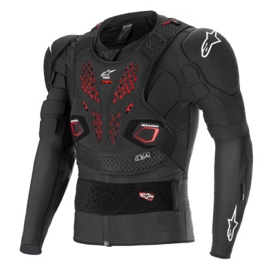 Casaco de proteção preto com detalhes em vermelho e branco Alpinestars
