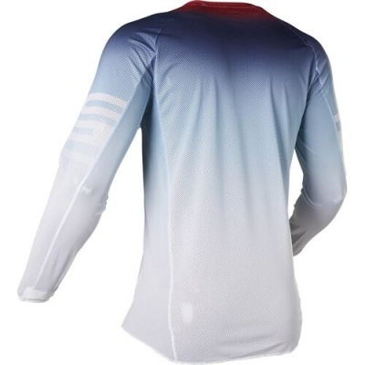 Camisola de manga comprida com padrão degradê azul para branco vistas de costas