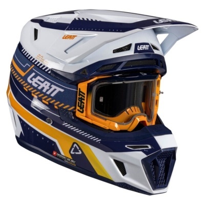 Capacete Leatt 8.5 com oculos laranja