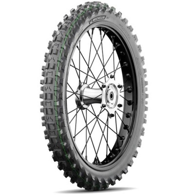 Pneu MICHELIN preto para bicicleta ou motocicleta com rodas e raios metálicos