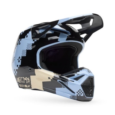 Capacete Fox V1 Digi Image azul preto