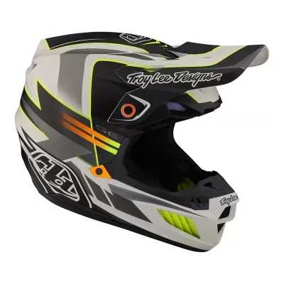 Capacete motocross Troy Lee Designs SE4 branco, preto e verde lima