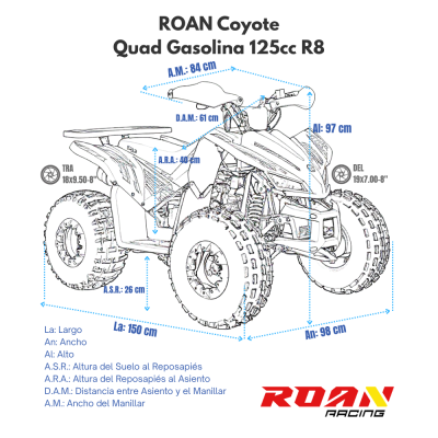 Quad 125CC Roan Coyote Automático R8 D-N-R arranque eléctrico azul