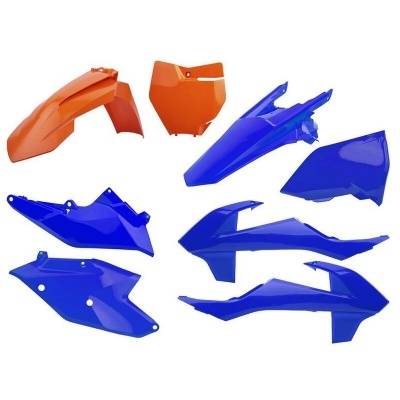 Peças plásticas azuis e laranja para motocicleta