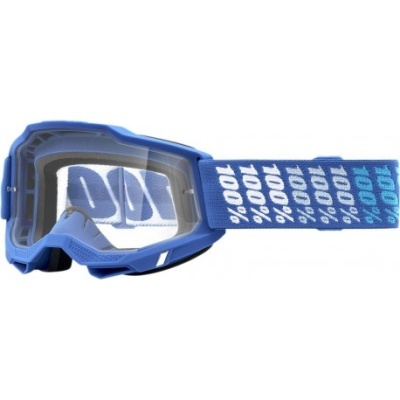 Óculos de proteção azuis com lente transparente e fita elástica com logo 100%