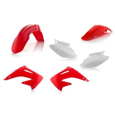 Peças plásticas para mota em vermelho e branco, com acabamento brilhante