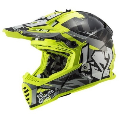 Capacete LS2 Fast EVO MX437 Crusger Preto/Amarelo fluor