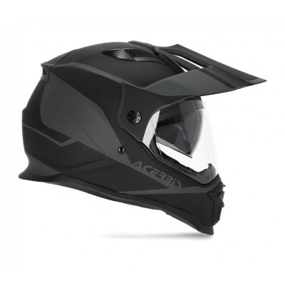Capacete integral de motociclismo preto mate com viseira transparente