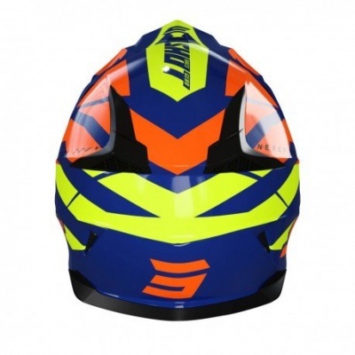 Capacete de motociclismo colorido com padrões geométricos