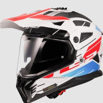 Capacete LS2 MX702  PIONEER II NAMIB - BRANCO/AZUL/VERMELHO