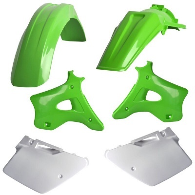Conjunto de peças plásticas para mota em verde e branco