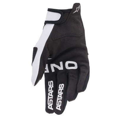 Luva preta e branca para motociclismo com logótipos ASTARS e ONE