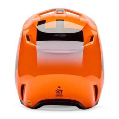 Capacete laranja com detalhes em preto e branco, com certificação DOT