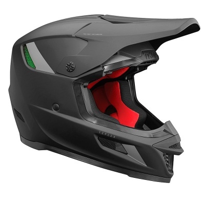 Capacete integral de motocross preto com interior vermelho