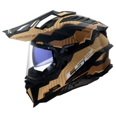 Capacete de motocross CXS com padrões geométricos em preto e castanho
